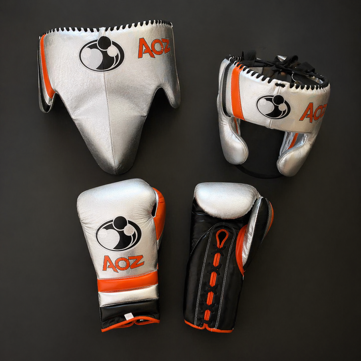 Grant Silver/Black/Orange Boxing Set Heavy Duty Gloves Training Collection