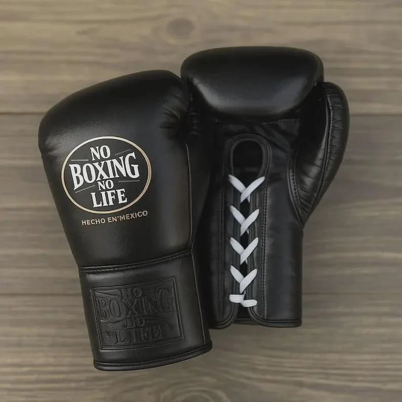No Boxing No Life Boxing Gloves | Lace-Up | Black